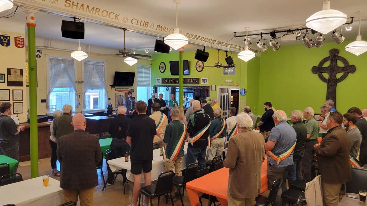 Brothers gathered at a monthly AOH Milwaukee chapter meeting
